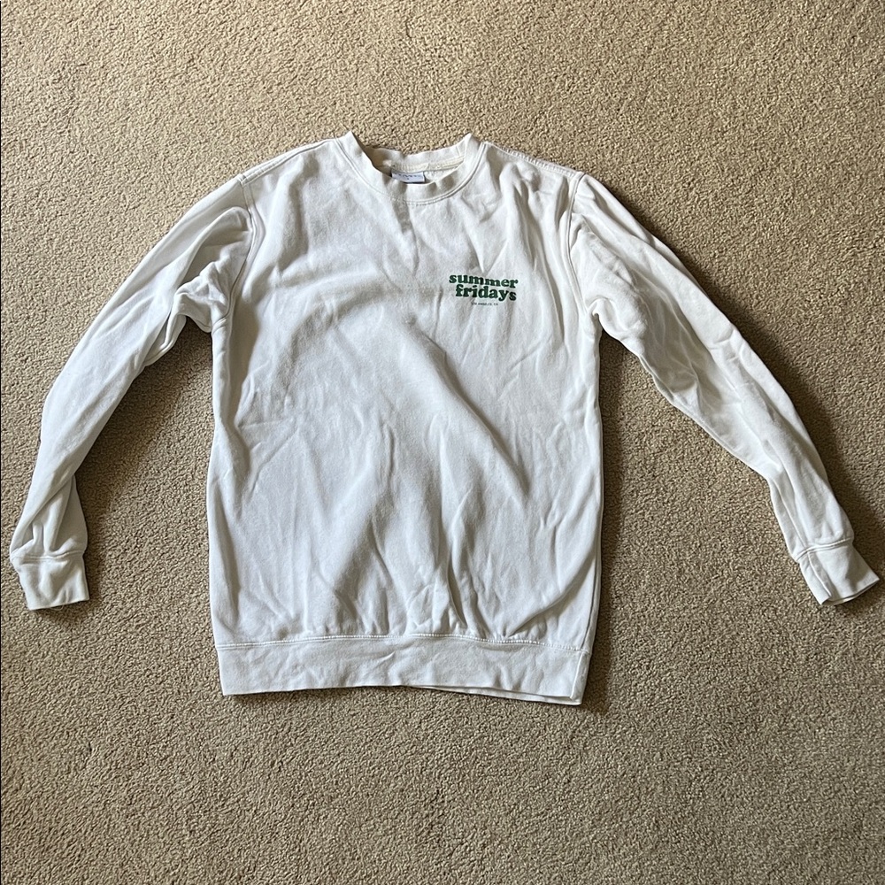 Summer Fridays White Crewneck Sweatshirt